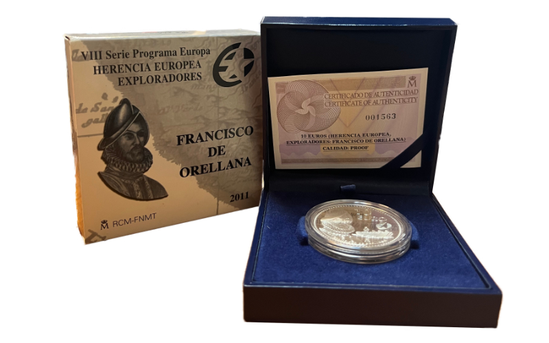 España 10 Euros 2011 VII Serie Herencia Europea Exploradores Francisco de Orellana PROOF