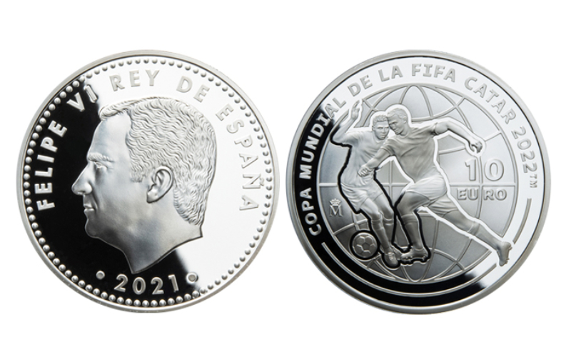 España 10 Euros 2021 Copa Mundial de la FIFA Catar 2022 PROOF