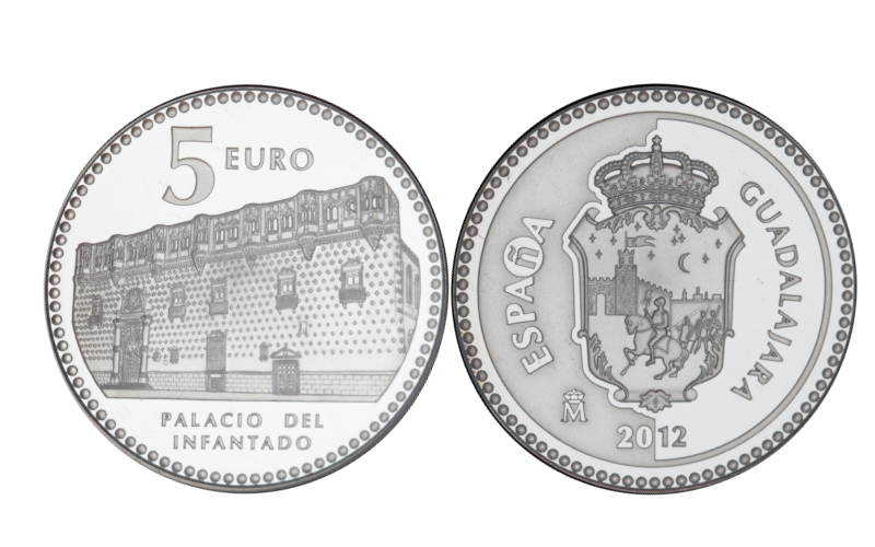 España 5 Euros 2012 Serie Capitales de Provincia y Ciudades Autónomas: Guadalajara - Palacio del Infantado PROOF