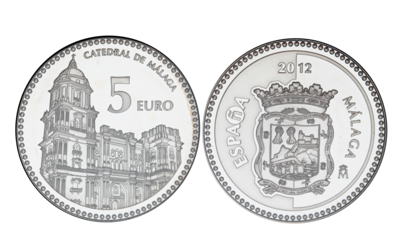 España 5 Euros 2012 Serie Capitales de Provincia y Ciudades Autónomas: Málaga - Catedral de Málaga PROOF