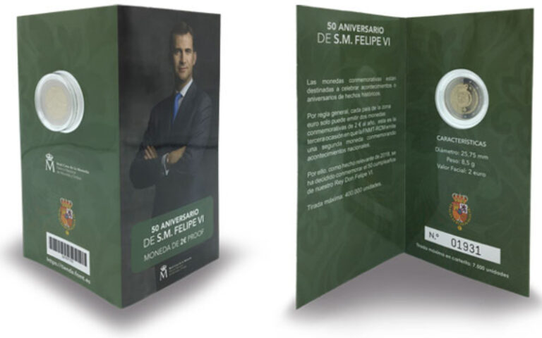 España Cartera 2 Euros 2018 50 Aniversario de S.M. Felipe VI PROOF