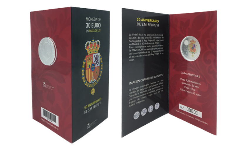 España Cartera 30 Euros 2018 50 Aniversario de S.M. Felipe VI SC