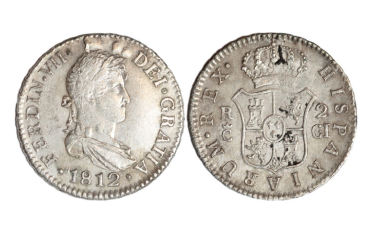 Fernando VII 2 Reales 1812 Cádiz CI Hojitas MBC-EBC