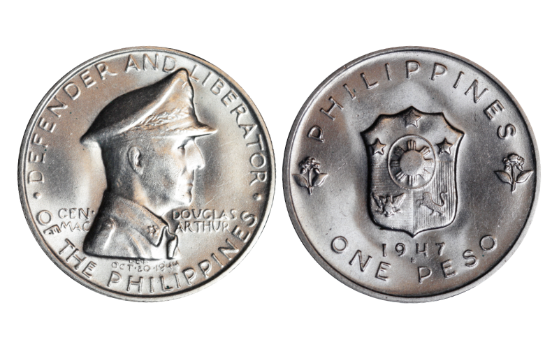 Filipinas 1 Peso 1947 S Liberación de Filipinas de los Japoneses por el General Douglas MacArthur EBC+