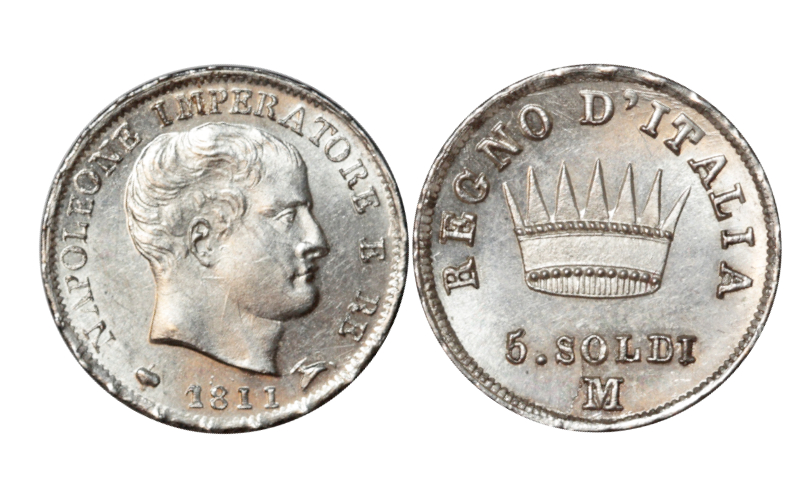 Italia/ Reino de Italia (1808-1814)  Napoleón I 5 Soldi 1811 Milán SC