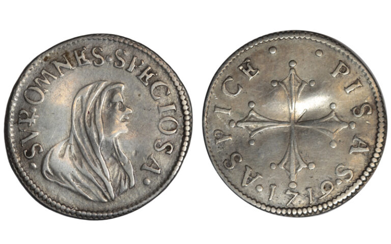 Medio grosso/giuglio de Cosmo III de Medici 1719 Florencia MBC