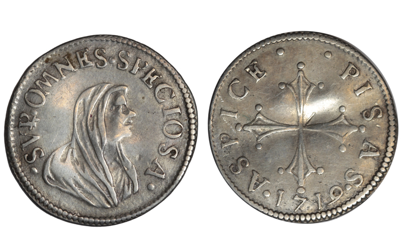 Medio grosso/giuglio de Cosmo III de Medici 1719 Florencia MBC