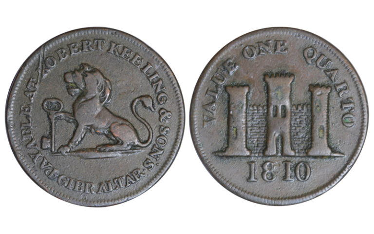 Robert Keeling Token de 1 Quarto Gibraltar 1810 MBC-