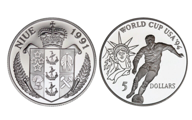 Niue 5 Dólares 1991 World Cup USA 1994 PROOF