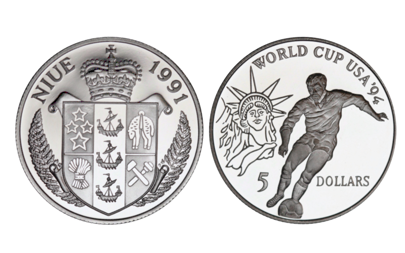 Niue 5 Dólares 1991 World Cup USA 1994 PROOF