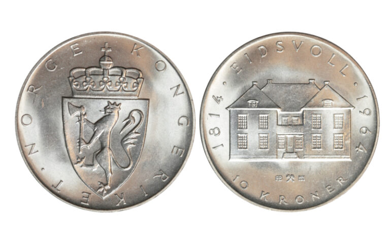 Noruega 10 Coronas 1964 Sesquicentenario de la Constitución SC