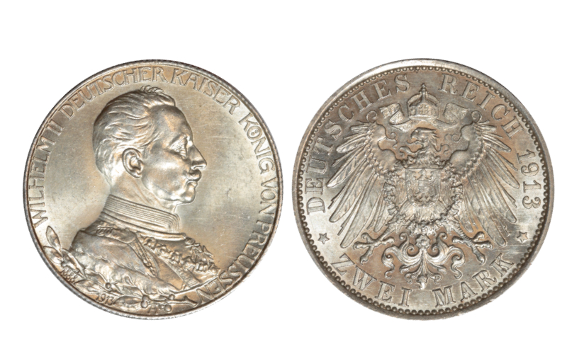 Estados alemanes/ Prusia Guillermo II 2 Marcos 1913 SC