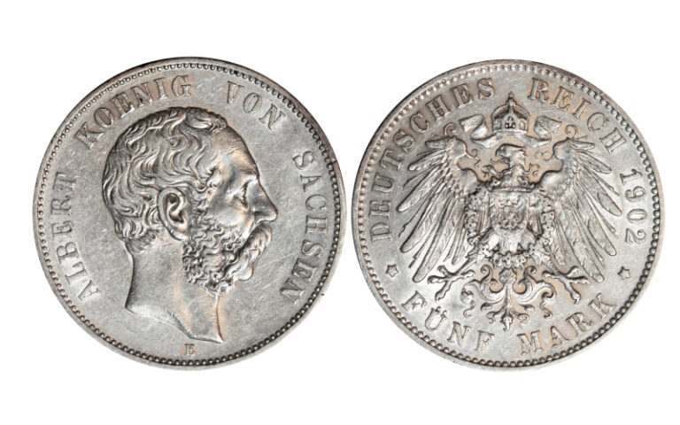 Alemania Sajonia Alberto I 5 Marcos 1902 EBC