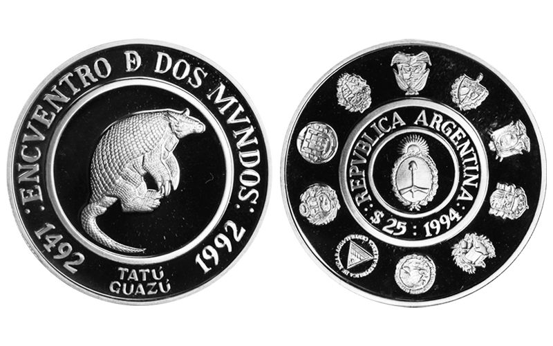 Argentina 25 Pesos 1994 Serie II Iberoamericana - Armadillo PROOF