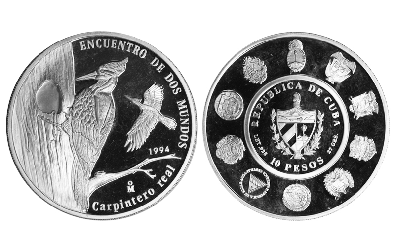 Cuba 10 Pesos 1994 Serie II Iberoamericana - Carpintero Real PROOF