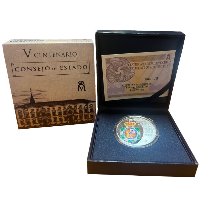 España 10 Euros 2026 V Centenario Consejo de Estado PROOF
