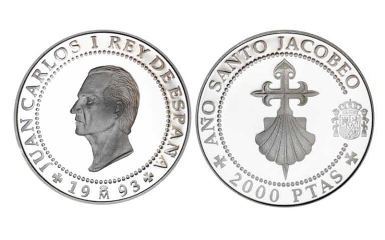 España 2.000 Pesetas 1993 Año Santo Jacobeo Cruz de Santiago y Venera PROOF