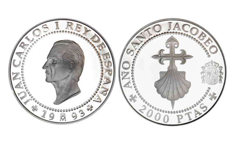 España 2.000 Pesetas 1993 Año Santo Jacobeo Cruz de Santiago y Venera PROOF