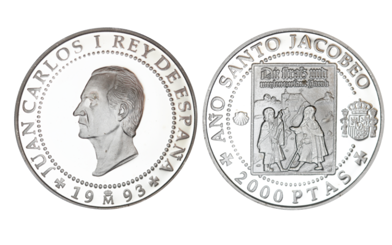 España 2.000 Pesetas 1993 Año Santo Jacobeo Peregrinos Alemanes PROOF