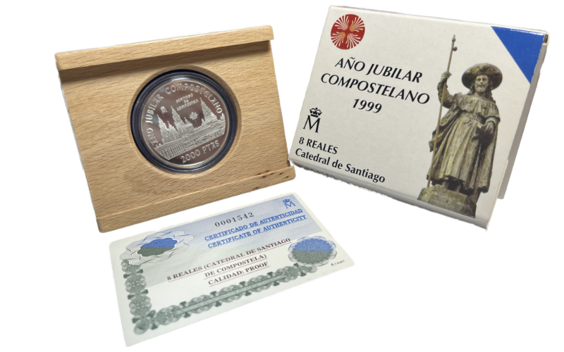 España 2.000 Pesetas 1999 Año Jubilar Compostelano Catedral de Santiago PROOF