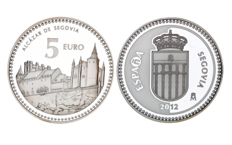 España 5 Euros 2012 Serie Capitales de Provincia y Ciudades Autónomas: Segovia - Alcázar de Segovia PROOF