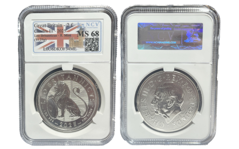 Gran Bretaña 2 Libras (1oz 999) 2025 Leo Britannicus SC Encapsulada NCV MS68