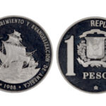 República Dominicana 1 Peso 1988 V Centenario Descubrimiento y Evangelización de América Rayitas PROOF