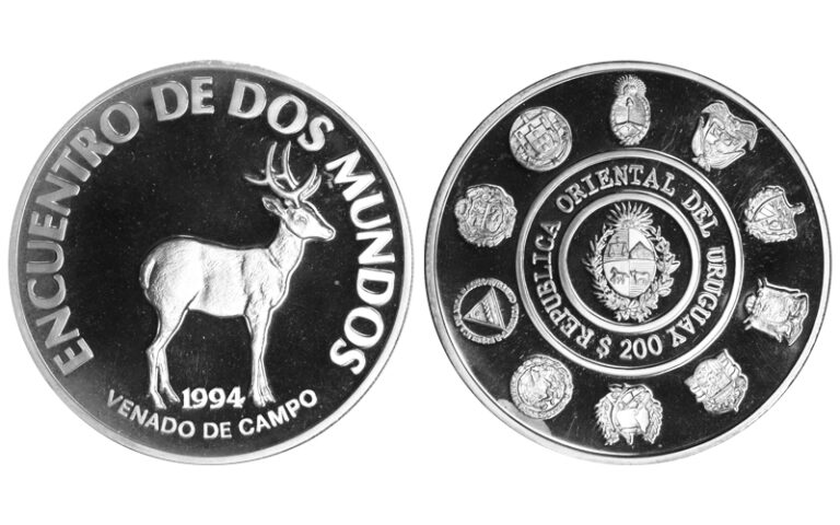 Uruguay 200 Pesos 1994 Serie II Iberoamericana - Venado de Campo PROOF