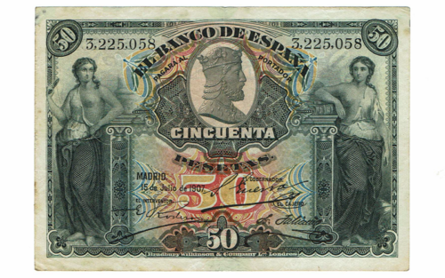 50 Pesetas 15 Julio 1907 Restaurado MBC