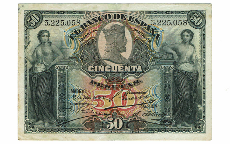 50 Pesetas 15 Julio 1907 Restaurado MBC