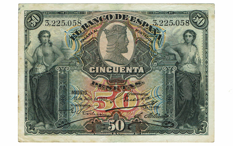 50 Pesetas 15 Julio 1907 Restaurado MBC