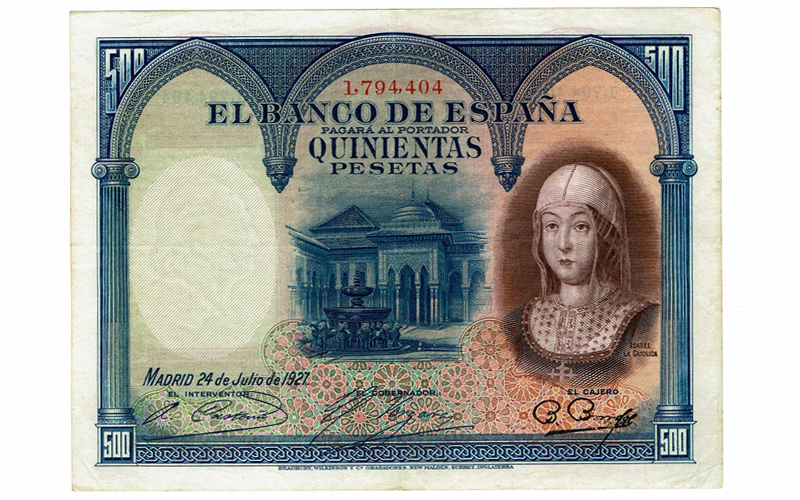 500 Pesetas 24 Julio 1927 Isabel la Católica MBC+
