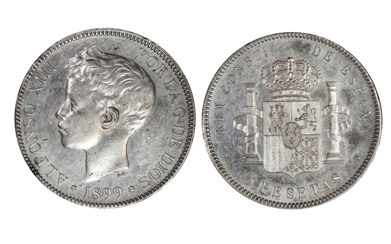 Alfonso XIII 5 Pesetas 1899* 18-99 SGV EBC-SC