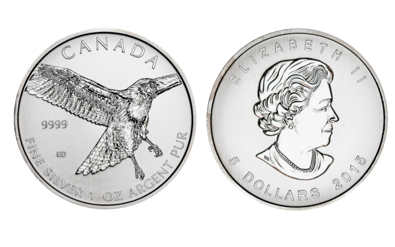 Canadá 5 Dólares 2015 Halcón de Cola Roja PROOF