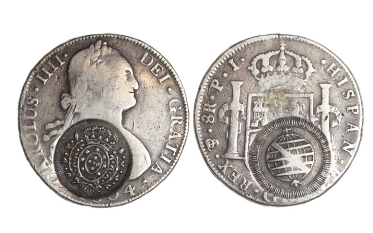 Carlos IV 8 Reales 1804 Potosí PJ Resello Minas Gerais 960 Reis BC