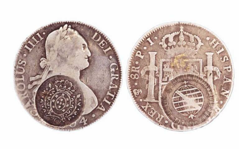 Carlos IV 8 Reales 1804 Potosí PJ Resello Minas Gerais 960 Reis BC