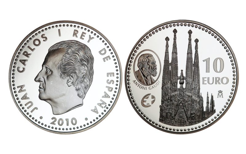 España 10 Euros 2010 Antoni Gaudí Sagrada Familia PROOF