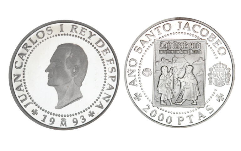 España 2.000 Pesetas 1993 Año Santo Jacobeo Peregrinos Alemanes PROOF