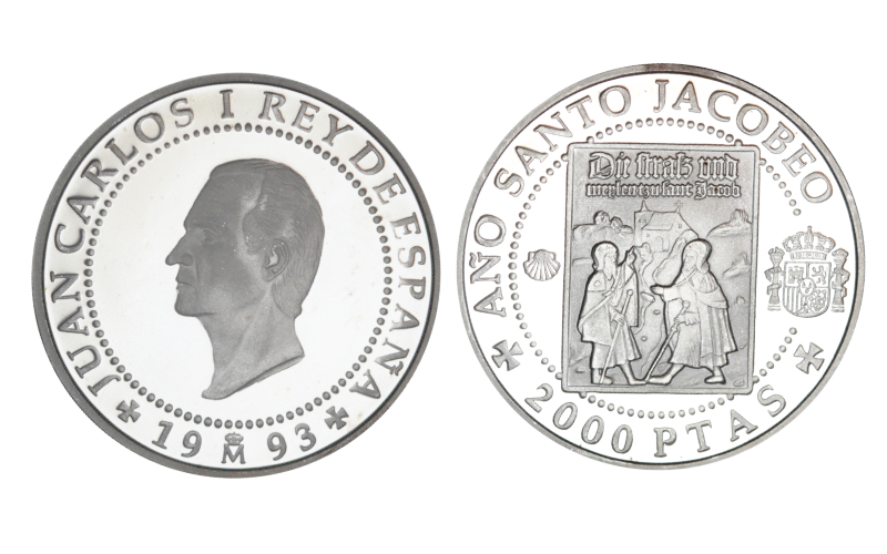 España 2.000 Pesetas 1993 Año Santo Jacobeo Peregrinos Alemanes PROOF