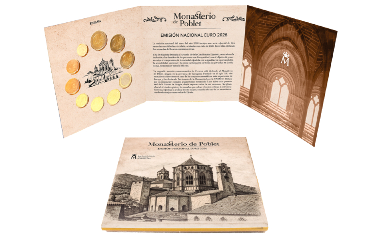España Cartera Oficial Serie Euros 2026 Monasterio de Poblet BU