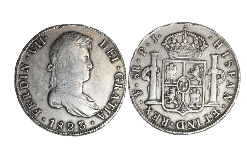 Fernando VII 8 Reales 1823 Potosí PJ BC-MBC/ MBC+