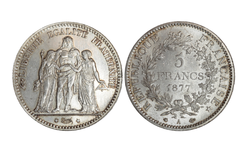 Francia 5 Francos 1877 Hércules EBC