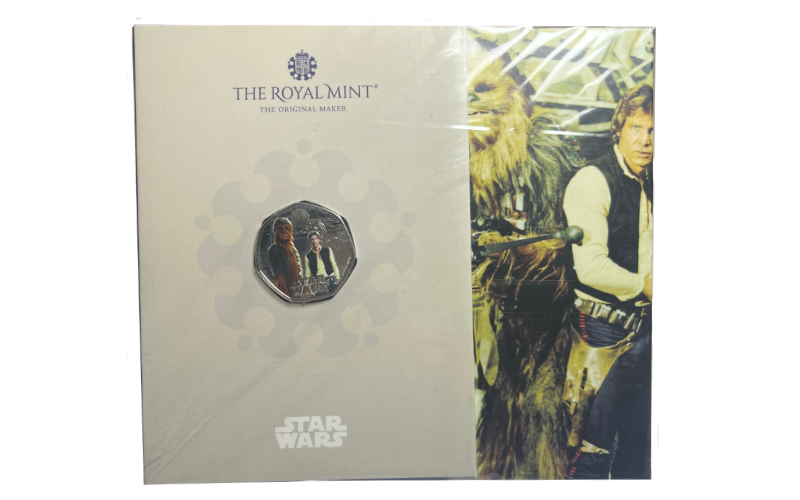 Gran Bretaña 50 Peniques 2024 Han Solo y Chewbacca Rebeldes Sin Causa BU