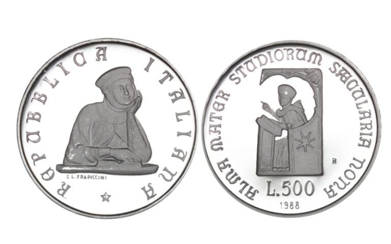 Italia 500 Liras 1988 900 Aniversario Universidad de Bolonia PROOF