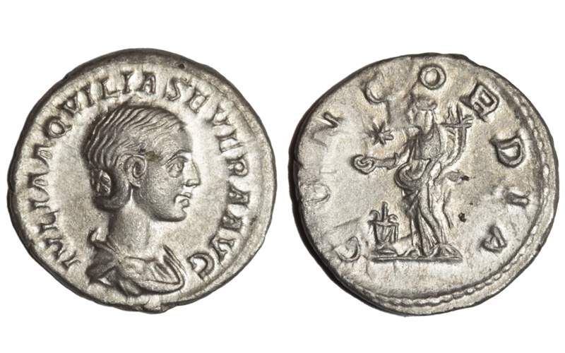 Aquilia Severa Denario 220-222 d.C. Roma EBC-
