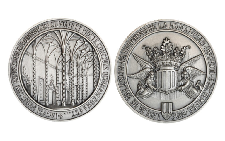Medalla Plata Declaración Patrimonio de la Humanidad de la Lonja de Valencia 5 de diciembre de 1996 SC