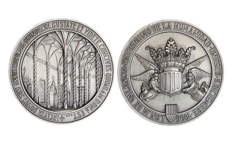 Medalla Plata Declaración Patrimonio de la Humanidad de la Lonja de Valencia 5 de diciembre de 1996 SC
