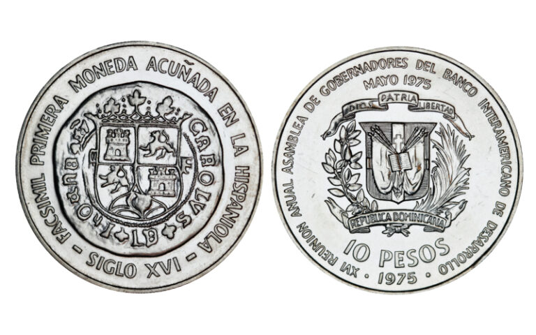 República Dominicana 10 Pesos 1975 Congreso Internacional de Banqueros SC-