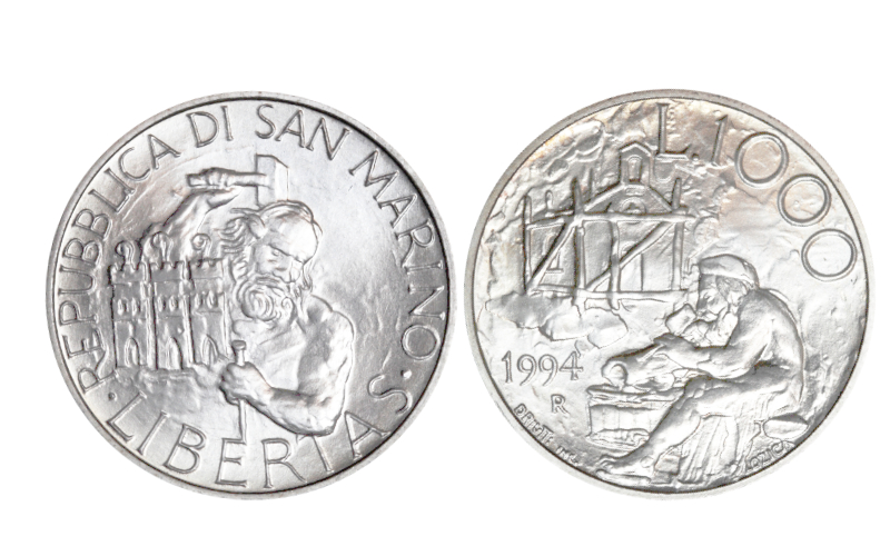 San Marino 1.000 Liras 1994 Fundación Primera Iglesia en San Marino SC