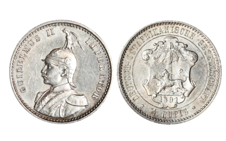 Estados Alemanes del África del Este Guillermo II 1/4 Rupia 1891 EBC